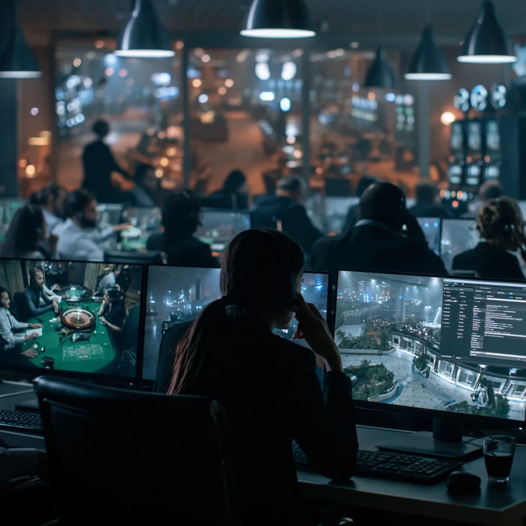 Casino security director behind security monitors